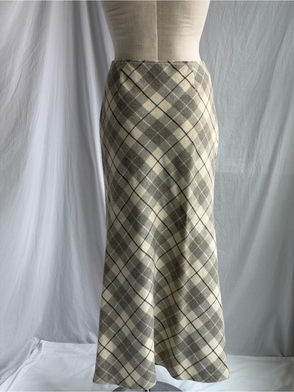 Vintage 90s RALPH Ralph Lauren Tartan Label Plaid Bias Cut A-Line Skirt | Size 8 - Picture 5 of 13